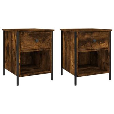 Nachtkastjes 2 st 40x42x50 cm bewerkt hout gerookt eikenkleurig