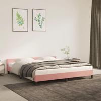 Bedframe met hoofdeinde fluweel roze 180x200 cm - thumbnail