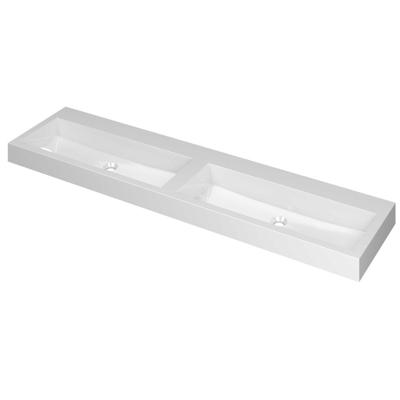 INK Momento Wastafel Polystone Dubbel Zonder Kraangaten - 1800x450x90 mm - Glans Wit