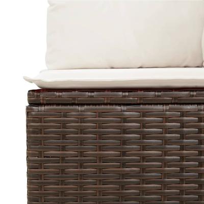 4-delige Loungeset met kussens poly rattan bruin - thumbnail