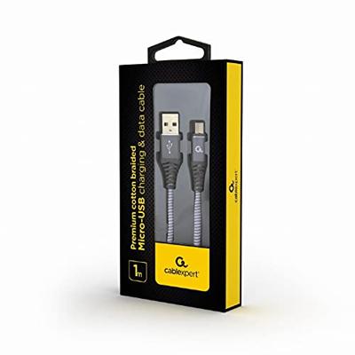 Gembird CC-USB2B-AMMBM-1M-WB2 USB-kabel USB 2.0, Micro-USB B, USB A, grijs/wit