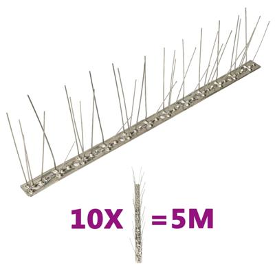Vogel- en duivenpinnen met 5 rijen 10 st 5 m roestvrij staal Vogel- en duivenpinnen met 5 rijen 10 st 5 m roestvrij staal
