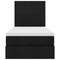 Ottoman bed met matras en LED's 100x200cm stof zwart - thumbnail