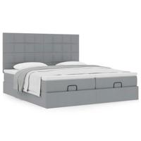 Ottoman bed met matrassen 160x200cm stof lichtgrijs - thumbnail