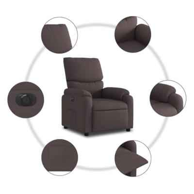 Fauteuil verstelbaar elektrisch stof donkerbruin - thumbnail