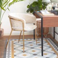 Kave Home Runnie eetkamerstoel Chenille Beige Goud - thumbnail