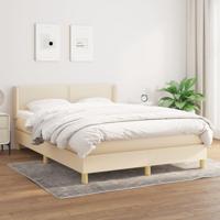 Boxspring met matras stof crèmekleurig 140x200 cm - thumbnail