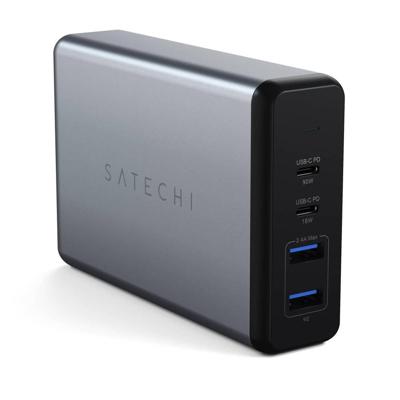 Satechi ST-TC108WM USB-oplader 108 W 2x USB-A, 2x USB-C USB PD Antraciet Binnen Satechi ST-TC108WM USB-oplader 108 W 2x USB-A, 2x USB-C USB PD Antraciet Binnen