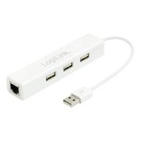 LogiLink UA0174 USB 2.0 naar Fast Ethernet-adapter met geïntegreerde 3-poorts USB-hub - thumbnail