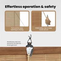 Rolgordijn met gordijnen Bruin 80 x 160 cm Bamboe - thumbnail