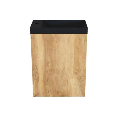 Arcqua Marble Fonteinset - 40x22x54.5cm - fontein mat zwart - zonder overloop - oak natural FNK485455