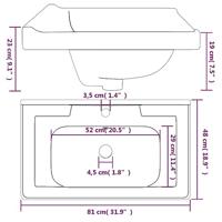 VidaXL Wastafel rechthoekig 81x48x23 cm keramiek wit - thumbnail