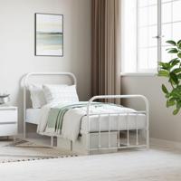 Bedframe met hoofd- en voeteneinde metaal wit 90x190 cm - thumbnail