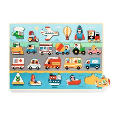 Houten puzzel Vroom - DJECO meerkleurig Houten puzzel Vroom - DJECO meerkleurig