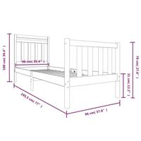 Bedframe massief hout wit 90x190 cm - thumbnail