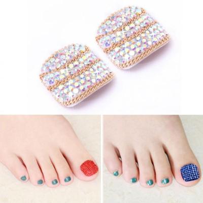 2 PC'S Crystal nep Nail Art Tips Rhinestone volledige dekking teennagels Decals stickers (NO: 10)