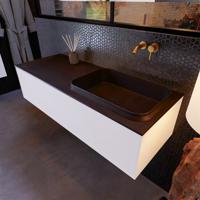 Badkamermeubelset Mondiaz Erin 120 cm met 1 Lade met RIDGE Wastafel Rechts Urban Zonder Kraangaten Greeploos Mat Carrara - thumbnail