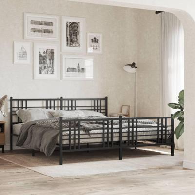 Bedframe met hoofd- en voeteneinde metaal zwart 193x203 cm