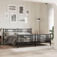 Bedframe met hoofd- en voeteneinde metaal zwart 193x203 cm - thumbnail