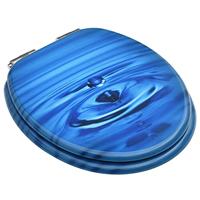Toiletbril met soft-close deksel waterdruppel MDF blauw - thumbnail