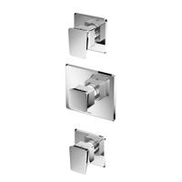 Douchekraan Hotbath Bro Inbouw Thermostatisch Vierkant Geborsteld Nikkel 3 Greeps - thumbnail