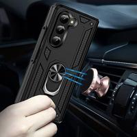 Lunso - Samsung Galaxy Z Fold5 - Armor backcover hoes met ringhouder - Zwart - thumbnail