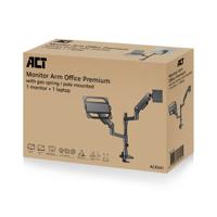ACT Monitorarm max 49 met laptophouder office premium, gasveer, paalbevestiging, 1 monitor - thumbnail