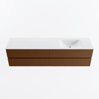 MONDIAZ VICA 190cm badmeubel onderkast Rust 4 lades. Wastafel CLOUD rechts zonder kraangat, kleur Talc. - thumbnail