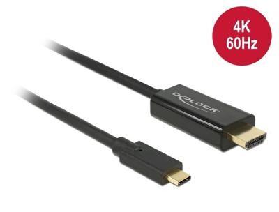 Delock 85291 Kabel USB Type-C male > HDMI male (DP Alt Mode) 4K 60 Hz 2 m zwart Delock 85291 Kabel USB Type-C male > HDMI male (DP Alt Mode) 4K 60 Hz 2 m zwart