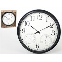 Gerimport Wandklok 33 x 4,5 Cm Zwart met vochtigheid en thermometer - thumbnail