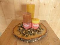 Kaarsen set Bolsius 3 stuk Honing kleurige tinten met rieviersteentjes Warentuin Mix - Warentuin mix - thumbnail