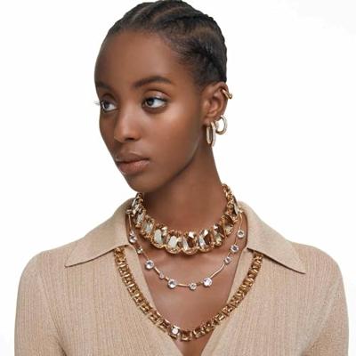 Swarovski 5618305 Oorringen Dextera goudkleurig-wit 25 mm
