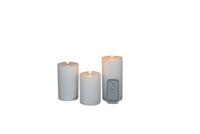 3St Wit Kaars Wax Rustiek 3D Lont 7,5X10/12,5/15Cm Afstandsbediening 3X3Aaa Anna's Collection - Annas collection - thumbnail