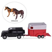 Kids Globe die-cast land rover met paardentrailer 1:32 - thumbnail