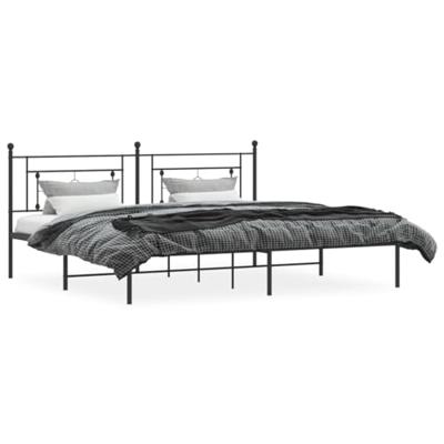 Bedframe met hoofdbord metaal zwart 200x200 cm Bedframe met hoofdbord metaal zwart 200x200 cm