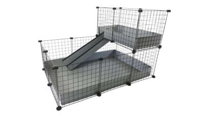 C&C modulaire kooi 3x2 + Loft 2x1 + Loopplank zilver