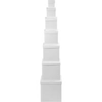 Creativ Company Vierkante dozen, vierkant, h: 7,5+10+13+15+18+20+23 cm, afm 7,5+10+13+15+18+20+23 cm, wit, 7 stuk/ 1 set - thumbnail