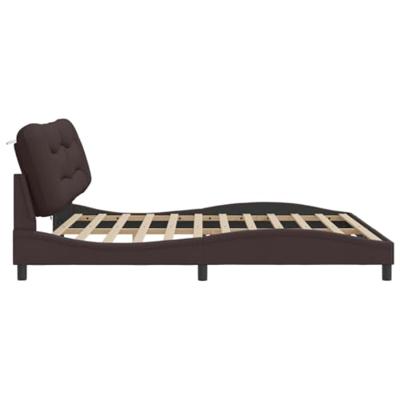 Bedframe met LED zonder matras "Hvar" 200x200 cm stof donkerbruin