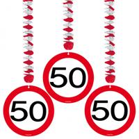 Hangdecoratie verkeersbord '50' - thumbnail
