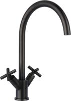 Job Accross keukenmengkraan tweegreeps met draaibare uitloop incl. aansluitslangen en filterstopkranen brushed black - thumbnail