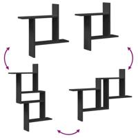 Wandschappen 2 st 50x12x50 cm bewerkt hout zwart - thumbnail