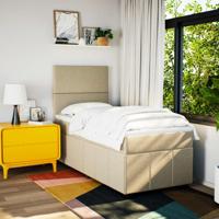 Boxspring met matras stof crèmekleurig 160x200 cm - thumbnail