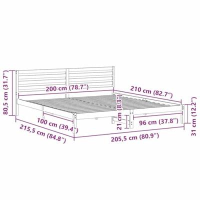Bedframe met hoofdeinde Bruin 200 x 210 cm Massief grenenhout Bedframe met hoofdeinde Bruin 200 x 210 cm Massief grenenhout