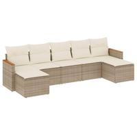 8-delige Loungeset met kussens poly rattan beige - thumbnail