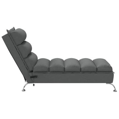 Massage chaise longue met kussens stof donkergrijs