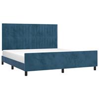Bedframe met hoofdeinde fluweel donkerblauw 180x200 cm - thumbnail