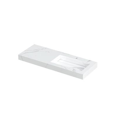 INK Pitch Wastafel Keramische Slab Rechts met Drain en Front en Side Skirts 1 Kraangat - 1200x450x90 mm - Statuario Glans