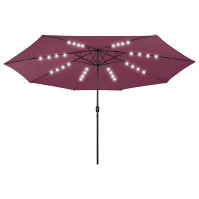 VidaXL Parasol met led-verlichting 400 cm bordeauxrood