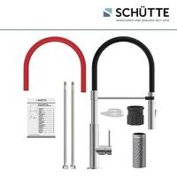 Keukenmengkraan Schutte Stilo Hoge Uitloop Uittrekbare Mousseur Soft Touch Slang Chroom Zwart Schütte - thumbnail