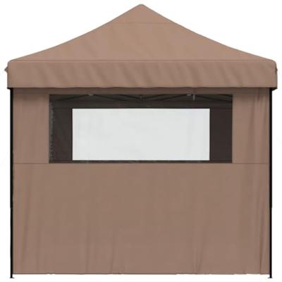 Partytent inklapbaar pop-up met 4 zijwanden bruin